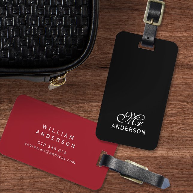 Personalisiert Editable Colors Elegantes Script Mr Gepäckanhänger (Von Creator hochgeladen)
