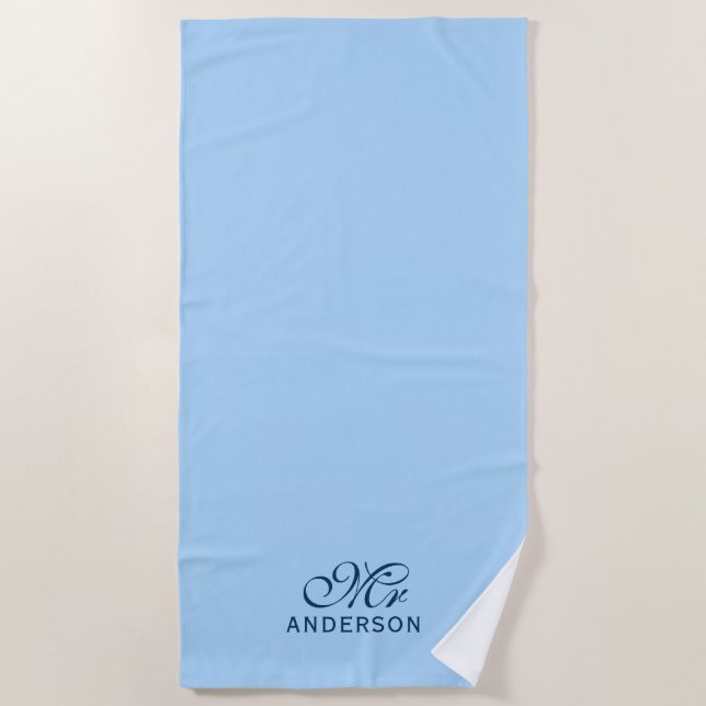 Personalisiert Editable Colors Elegantes Script Mr Strandtuch (Vorderseite)