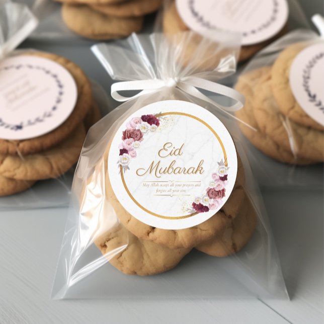 Personalisiert Eid Mubarak Pink Blume Aufkleber (Von Creator hochgeladen)