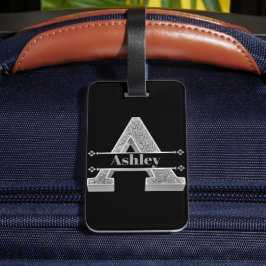 Personalisiert ein erstes Silver Monogramm Ihr Nam Gepäckanhänger