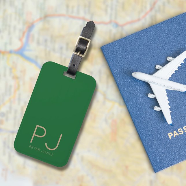 Personalisiert Einfach die erste Monogram hinzufüg Gepäckanhänger (Initial Monogram Simple Green Personalised Luggage Tag
)