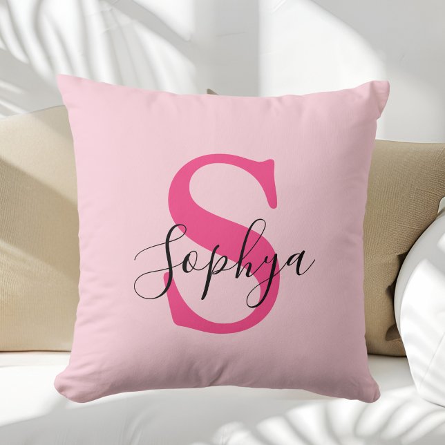 Personalisiert Einfache rosa Monogramm Kissen (Von Creator hochgeladen)