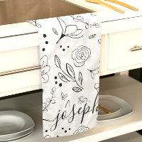 Personalisiert Einfaches Schwarz-weißes Blumenmust