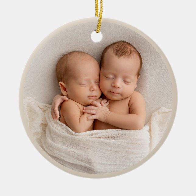 Personalisiert Elegant Baby's erstes Weihnachten Keramik Ornament (Vorne)