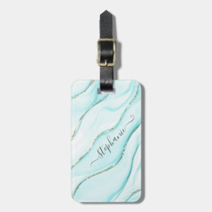 Personalisiert Elegant Blue Agate  Gepäckanhänger