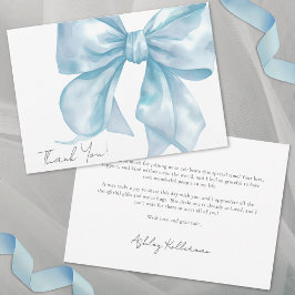 Personalisiert Elegant Blue Bow Vielen Dank Dankeskarte