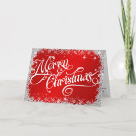 PERSONALISIERT Elegant Brilliant Red Frohe Weihnac Feiertagskarte