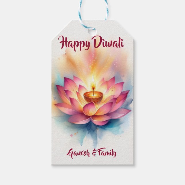 Personalisiert Elegant Diwali Diya Geschenkanhänger (Vorderseite)