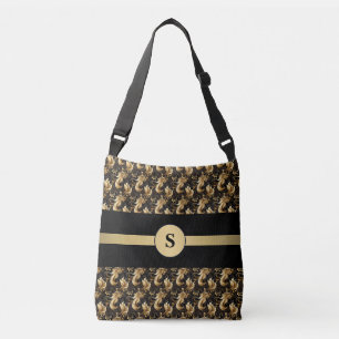 Personalisiert Elegant Gold & Schwarz Abstrakt Tragetaschen Mit Langen Trägern