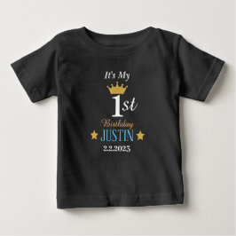 Personalisiert Elegant Goldkrone 1. Geburtstag sch Baby T-shirt