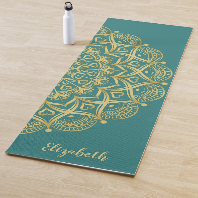 Personalisiert Elegant Mandala Aquamarin Blue Gree Yogamatte (Beispiel)