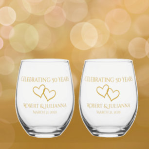 Personalisiert Elegant Modernes Geschenk zum 50. J Weinglas Ohne Stiel
