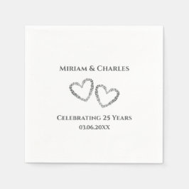 Personalisiert Elegant Modernes Herz 25 Jahre alt Serviette