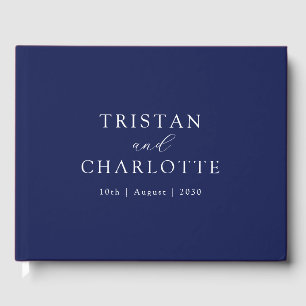 Personalisiert Elegant Navy Blue Gästebuch