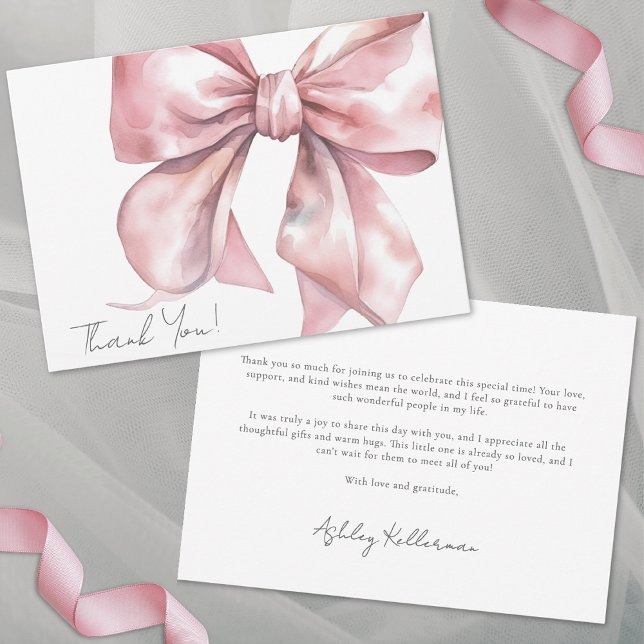 Personalisiert Elegant Pink Bow Vielen Dank Dankeskarte (Personalized Elegant Pink Bow Thank You )