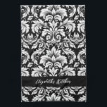 Personalisiert Elegant Schwarz-weiß Damask Geschirrtuch<br><div class="desc">Ein elegantes schwarz-weißes Damast-Muster schmückt dieses Küchentuch. Personalisieren Sie es mit Ihrem Namen. Entworfen für Sie von BlackBerry Boulevard.</div>