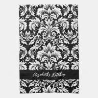 Personalisiert Elegant Schwarz-weiß Damask
