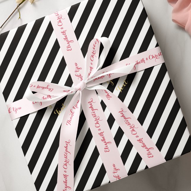 Personalisiert Elegant Vielen Dank Gastgeschenk Ho Satinband (Personalized Elegant Thank You Wedding Favor Pink Satin Ribbon)