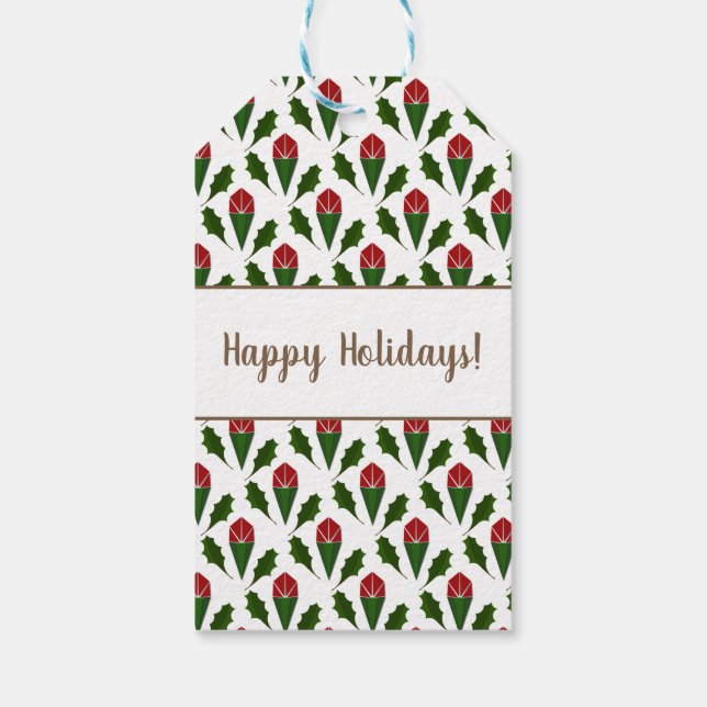 Personalisiert Elegante Abstrakte Rote Rosen & Hol Geschenkanhänger (Rückseite)