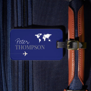 Personalisiert-elegante blaue Flugreise Gepäckanhänger