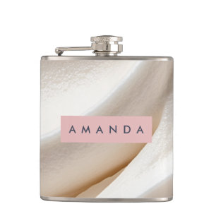 Personalisiert Elegante Creme Swirl Minimalistisch Flachmann