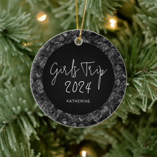 Personalisiert Elegante Girls Tour Imitate Glitzer Keramik Ornament (Baum)