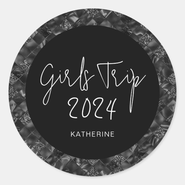 Personalisiert Elegante Girls Tour Imitate Glitzer Runder Aufkleber (Vorderseite)