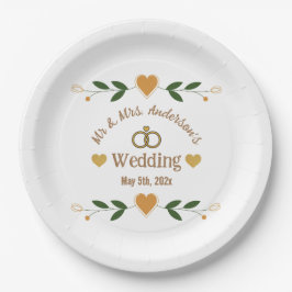 Personalisiert Elegante Hochzeit mit weißer Blüte Pappteller