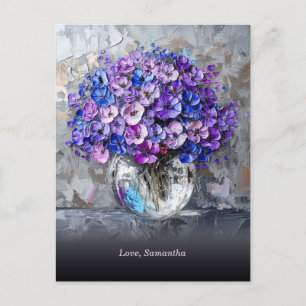 Personalisiert Elegante Lila und blaue Blumen Postkarte
