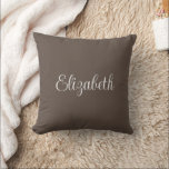 Personalisiert Elegante Moderne Dein Name braun Kissen<br><div class="desc">Ersetzen Sie Ihren eigenen Namenstext hier Elegante moderne,  einfache Design Vorlage Sky Blue Square Throw Kissen.</div>