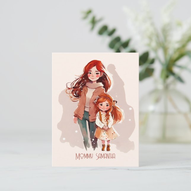 Personalisiert Elegante Mutter und Tochter Postkarte (Stehend Vorderseite)