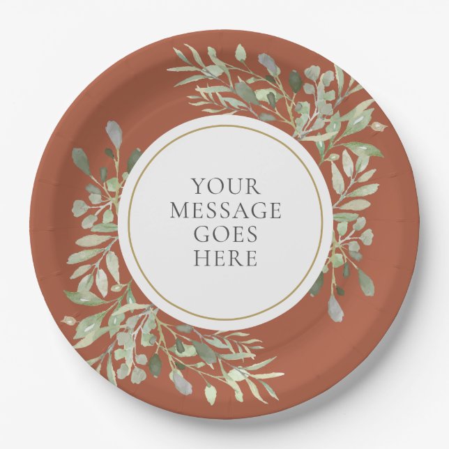Personalisiert Elegante Terracotta Pappteller (Vorderseite)
