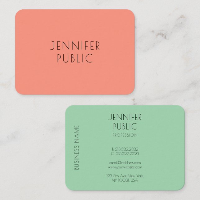 Personalisiert Elegante Trend-Farben Moderne, einf Visitenkarte (Vorne/Hinten)