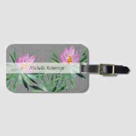 Personalisiert Elegante Watercolor Lotus Blume Gepäckanhänger
