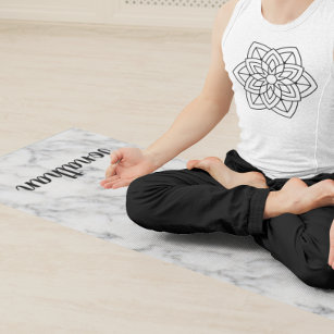 Personalisiert Eleganter Schwarz-weißer Marmorstei Yogamatte