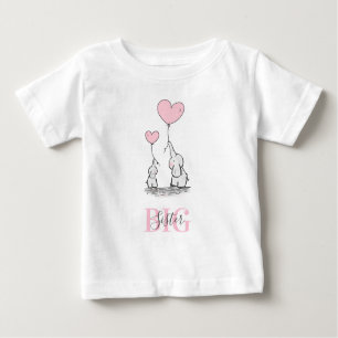 Personalisiert Elephant Pink Gray BIG SISTER Baby T-shirt