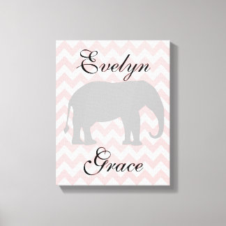 Personalisiert Elephant Zickzack Baby Girl Kinderz Leinwanddruck