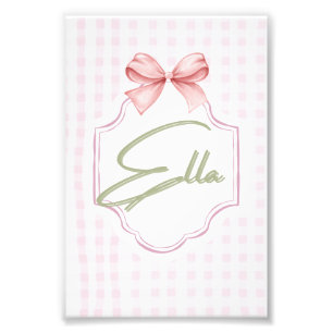 Personalisiert Ella Baby Girl Kinderzimmer Bow&Gin Fotodruck