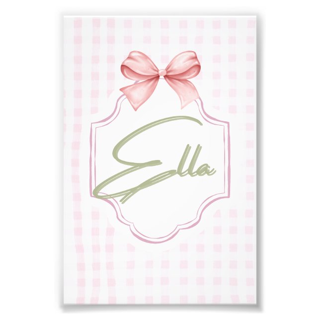 Personalisiert Ella Baby Girl Kinderzimmer Bow&Gin Fotodruck (Vorne)