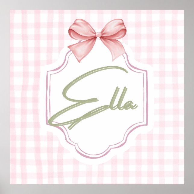 Personalisiert Ella Baby Girl Kinderzimmer Bow&Gin Poster (Vorne)