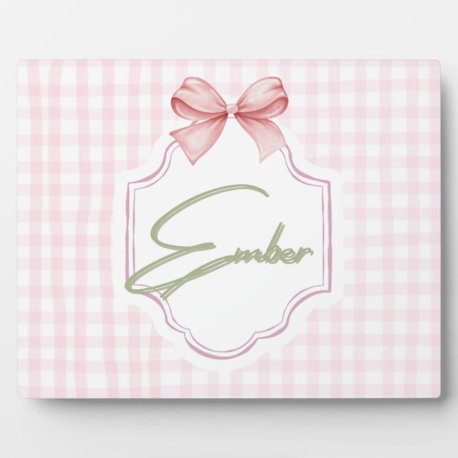 Personalisiert Ember Baby Girl Kinderzimmer Bow&Gi Fotoplatte (Vorderseite)