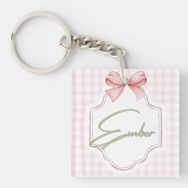 Personalisiert Ember Baby Girl Kinderzimmer Bow&Gi Schlüsselanhänger (Vorderseite)