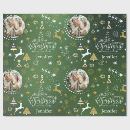 Personalisiert Emerald Green Frory Weihnachtsgesch Geschenkpapier