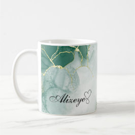 Personalisiert Emerald Green Gold Watercolor Kaffeetasse