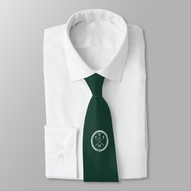 Personalisiert Emerald Green Monogram Initials Gol Krawatte (Gebunden)