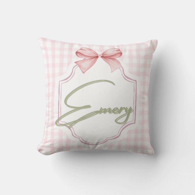 Personalisiert Emery Baby Girl Kinderzimmer Bow&Gi Kissen (Vorderseite)
