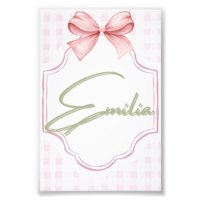 Personalisiert Emilia Baby Girl Kinderzimmer Bow&G Fotodruck (Vorne)