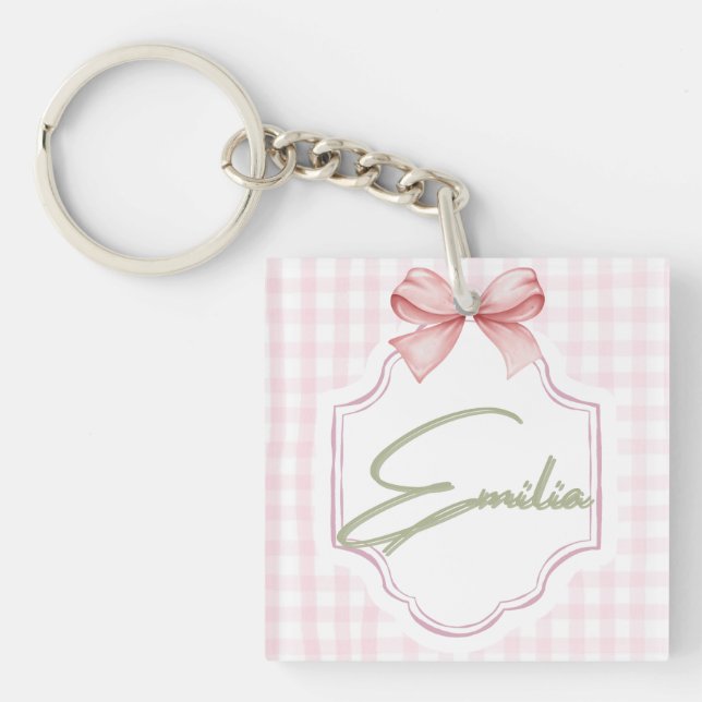 Personalisiert Emilia Baby Girl Kinderzimmer Bow&G Schlüsselanhänger (Vorderseite)
