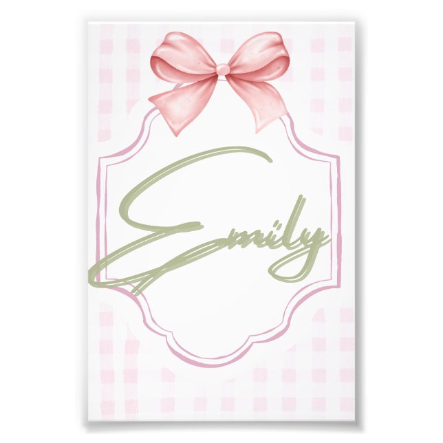 Personalisiert Emily Baby Girl Kinderzimmer Bow&Gi Fotodruck (Vorne)