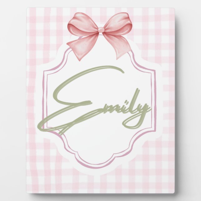 Personalisiert Emily Baby Girl Kinderzimmer Bow&Gi Fotoplatte (Vorderseite)